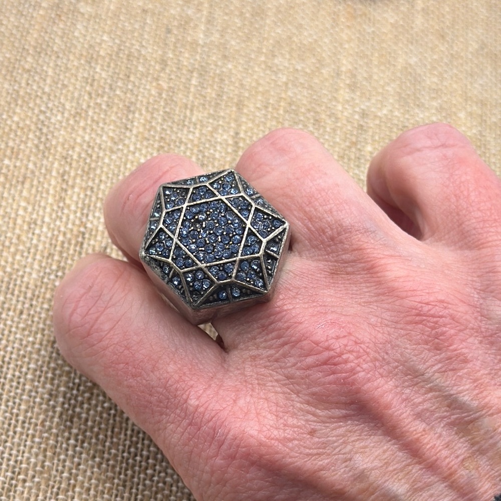 Blue Geometric Ring Size 8